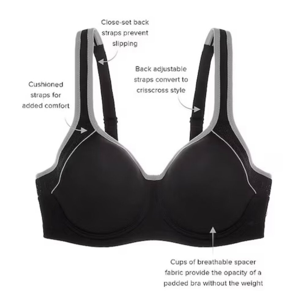 WACOAL Sports Bra High impact Supportive Seamless Wide straps 38DD/38E Like new - Picture 3 of 14
